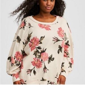 Nwot Torrid Cream Floral Print Sweater Size 4X